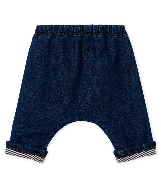 uniseks babybroek gevoerd met stof met denimeffect blauw DENIM BLEU FONCE CN