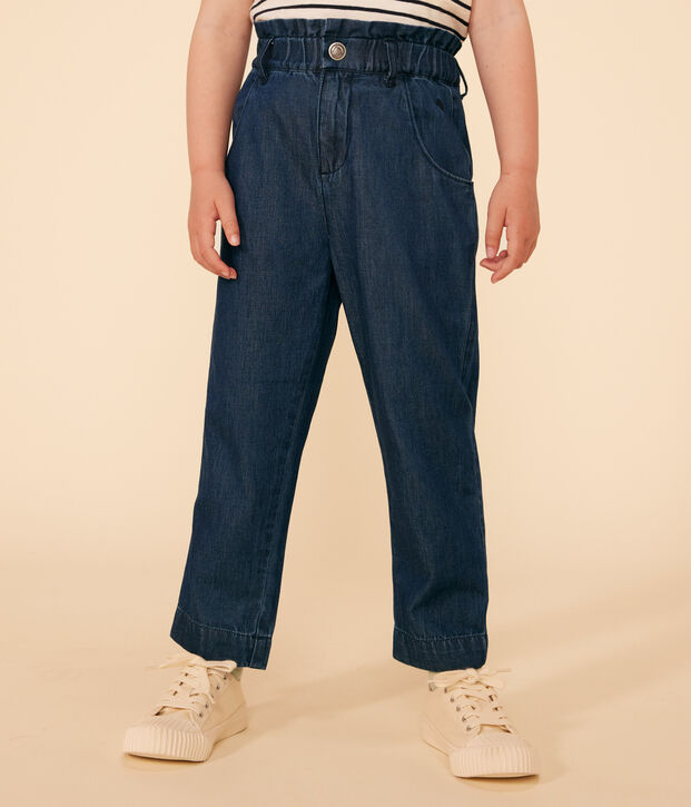Pantalon droit en denim l&eacute;ger enfant fille bleu