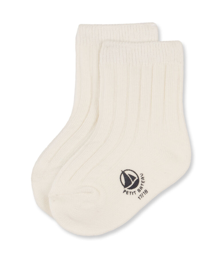 Chaussettes en c&ocirc;tes b&eacute;b&eacute; mixtes beige Coquille