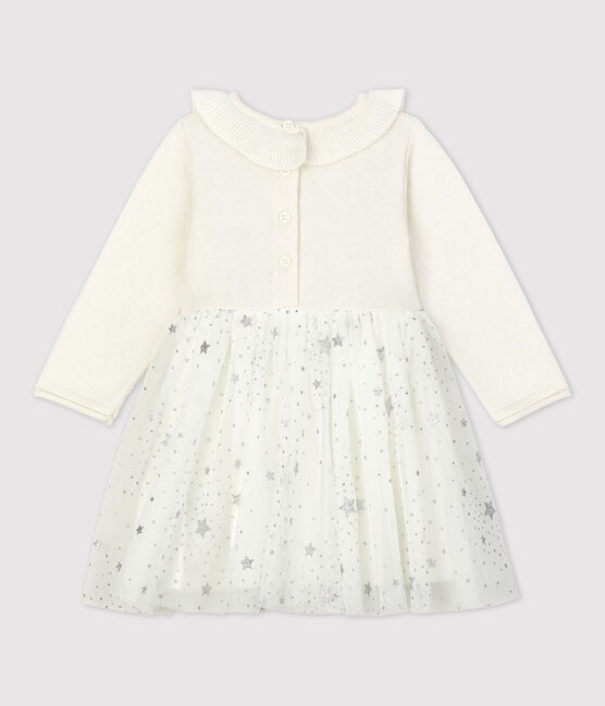 Jurk van tricot baby. wit MARSHMALLOW/grijs ARGENT