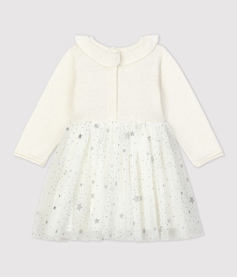 Robe en tricot b&eacute;b&eacute; blanc/gris