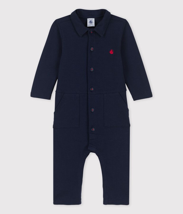 Combinaison longue en jersey &eacute;pais bio b&eacute;b&eacute; bleu