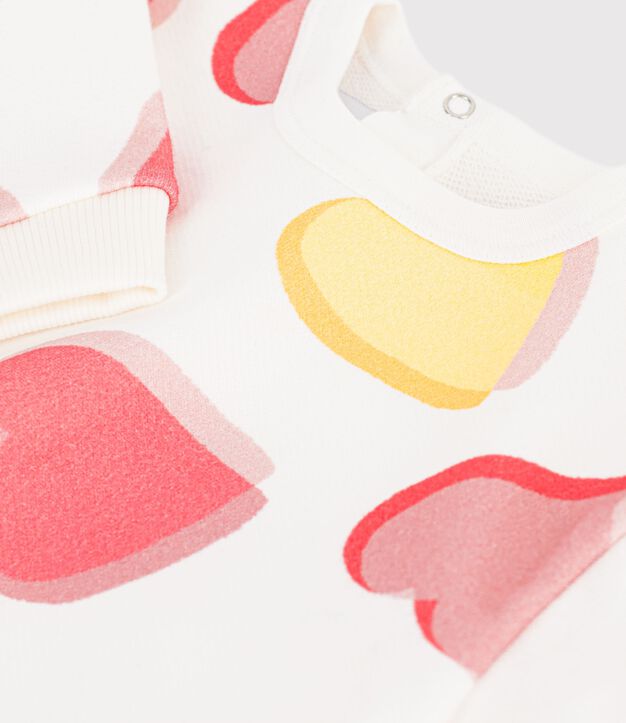 Katoenen sweatshirt met hartjesprint voor baby's wit/multicouleur
