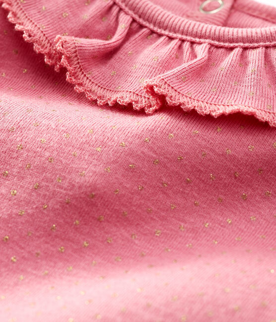 Body manches longues bébé fille rose CHEEK/jaune DORE