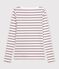 Gestreept katoenen T-shirt met hoge, licht afgeronde halslijn en lange mouwen voor dames wit/rood