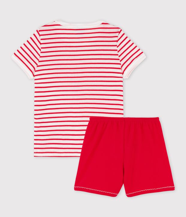 Pyjacourt &agrave; rayures petite fille en coton blanc/multicouleur