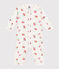 Katoenen babypyjama zonder voetjes met golvend kraagje en vruchtenprint wit MARSHMALLOW/wit MULTICO