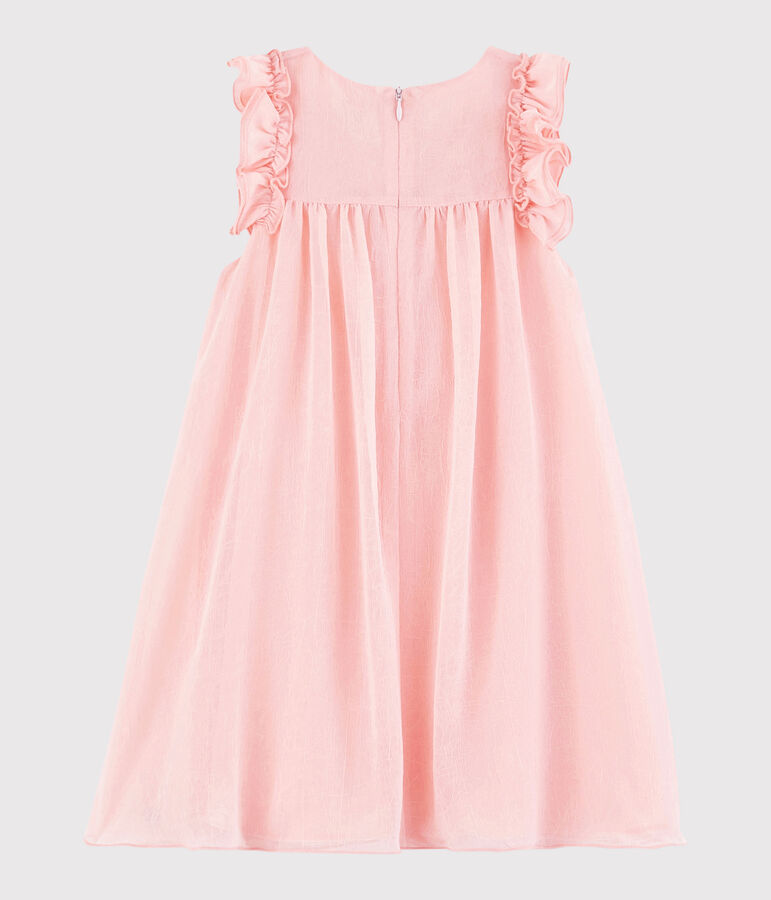 Robe c&eacute;r&eacute;monie en cr&ecirc;pe enfant fille rose
