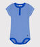 Body manches courtes bébé rayé milleraies en coton bleu PERSE/blanc MARSHMALLOW