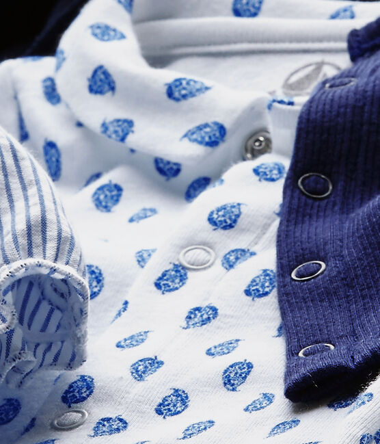 Ensemble bébé garçon 3 pièces bleu CHALOUPE/blanc ECUME/ PERSE