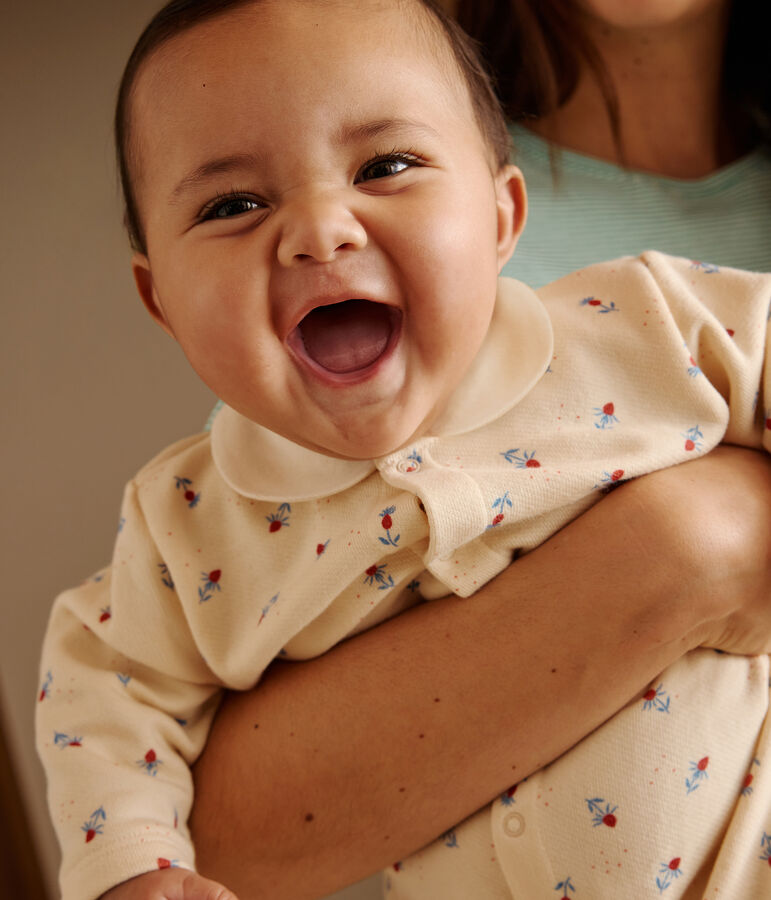 Katoenen babypakje met kraagje en bloemenprint wit AVALANCHE/ MULTICO