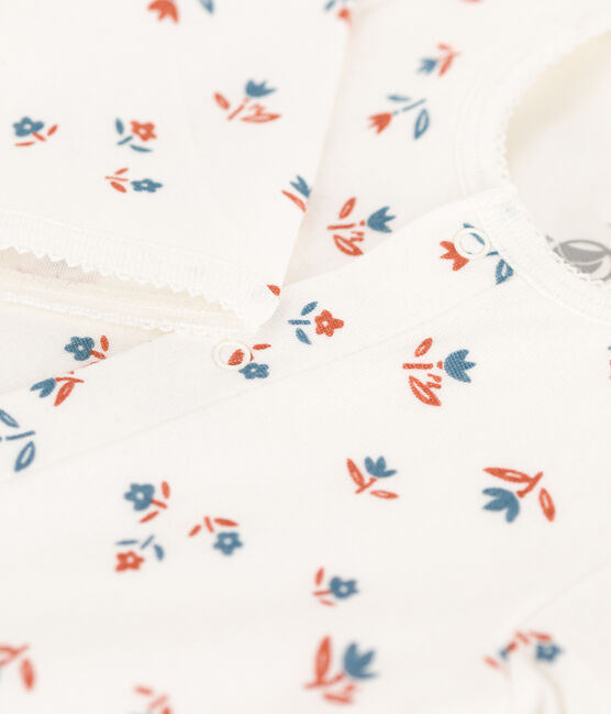 Bodyjama fleur bébé en tubique blanc MARSHMALLOW/blanc MULTICO