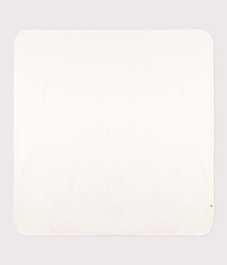 Couverture l&eacute;g&egrave;re naissance en coton ajour&eacute; c&oelig;ur uni blanc