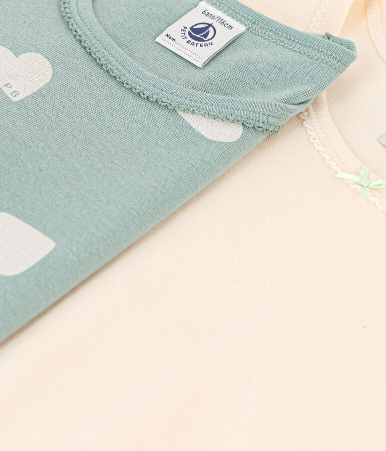 Set van 2 T-shirts met lange mouwen en bloemen voor meisjes in katoen multicouleur