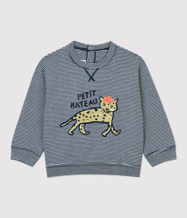 Katoenen T-shirt baby blauw/wit