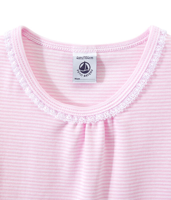 Chemise de nuit fille rayée milleraies rose BABYLONE/blanc ECUME
