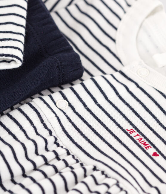 Marinièrejurk en -legging van katoen voor baby's wit MARSHMALLOW/blauw SMOKING
