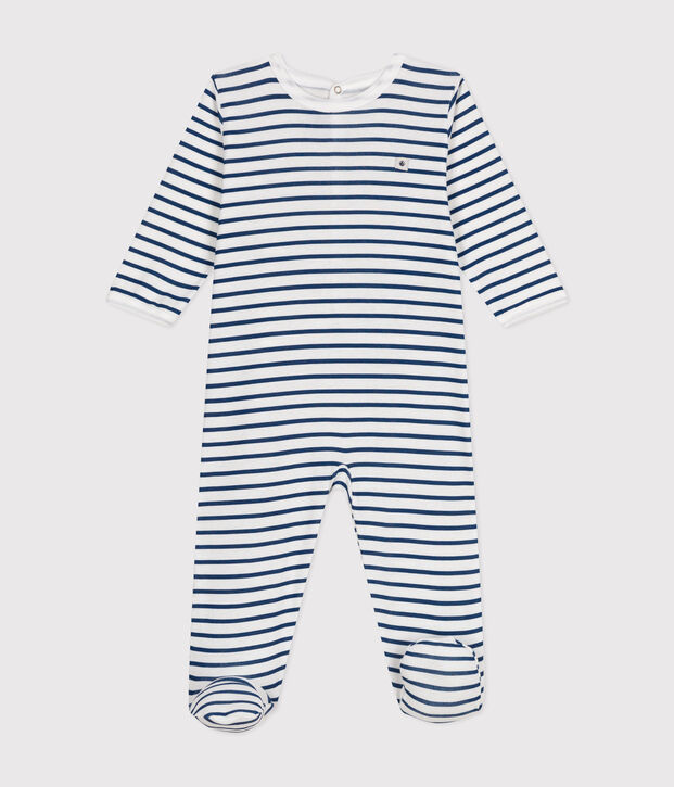Dors bien  b&eacute;b&eacute; en coton blanc/bleu