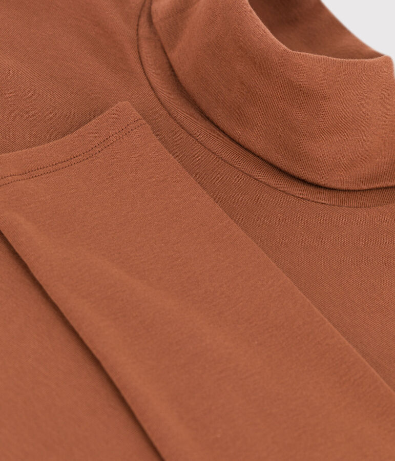 Tee-shirt col roul&eacute; L'ICONIQUE en coton Femme marron