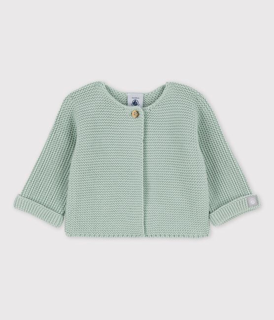 Gebreid vestje uit biokatoen voor baby's groen HERBIER