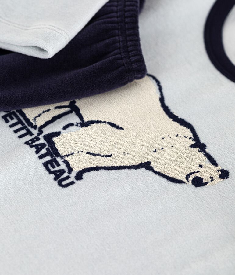 Fluwelen kinderpyjama blauw/blauw