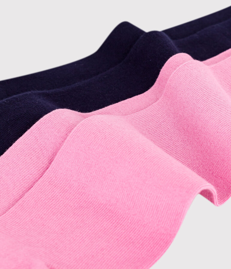 Setje met 2 broekkousen van katoenjersey voor kinderen roze/blauw