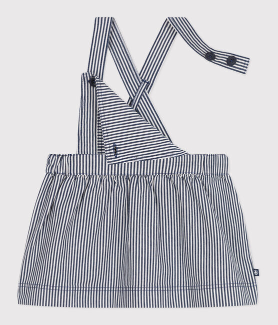 Robe salopette bébé en coton rayée bleu MEDIEVAL/blanc MARSHMALLOW