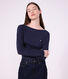 Tee-shirt femme col amiral en coton manches longues