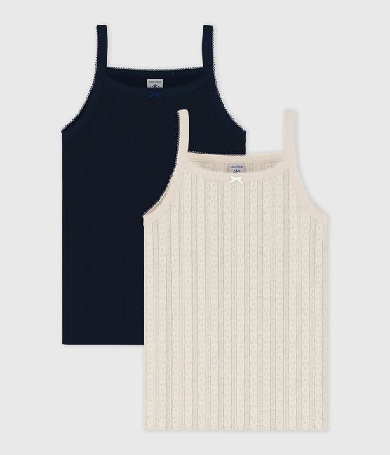 Lot de débardeurs enfant en coton ajouré uni variante 1