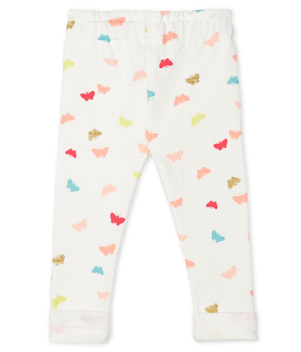 Broek met print babymeisje wit/multicouleur