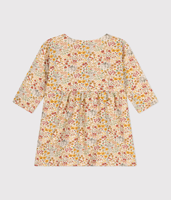 Jurk met lange mouwen in doorgestikte tubic met print voor baby's wit AVALANCHE/ MULTICO