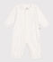 Combisac bébé en coton à col petits cœurs blanc MARSHMALLOW/blanc MULTICO