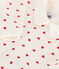 Fluwelen babypyjama met hartjesprint wit MARSHMALLOW/rood TERKUIT