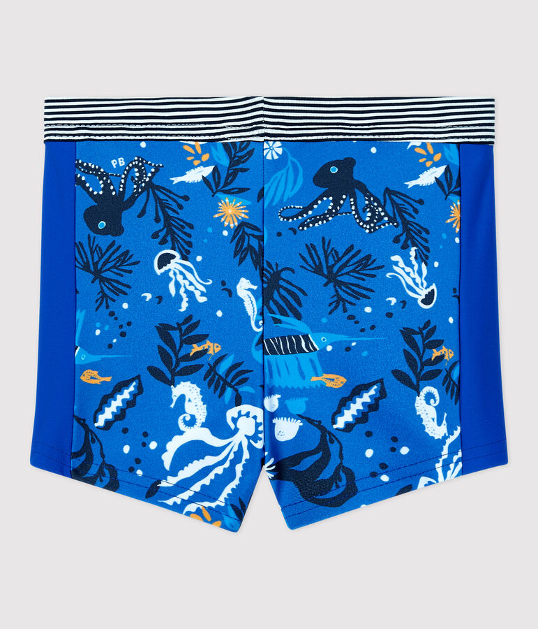 Milieuvriendelijk zwemshort babyjongen blauw SURF/wit MULTICO