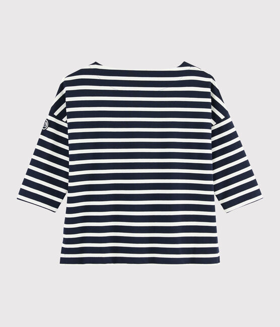 Katoenen marinetrui Dames blauw SMOKING/wit MARSHMALLOW