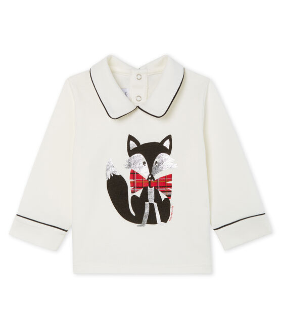 Tee shirt manches longues bébé garçon à col blanc MARSHMALLOW CN