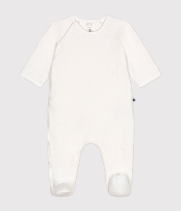 Pyjama en tubique c&oelig;ur b&eacute;b&eacute; blanc