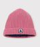 Bonnet b&eacute;b&eacute; en tricot doubl&eacute; en polaire rose