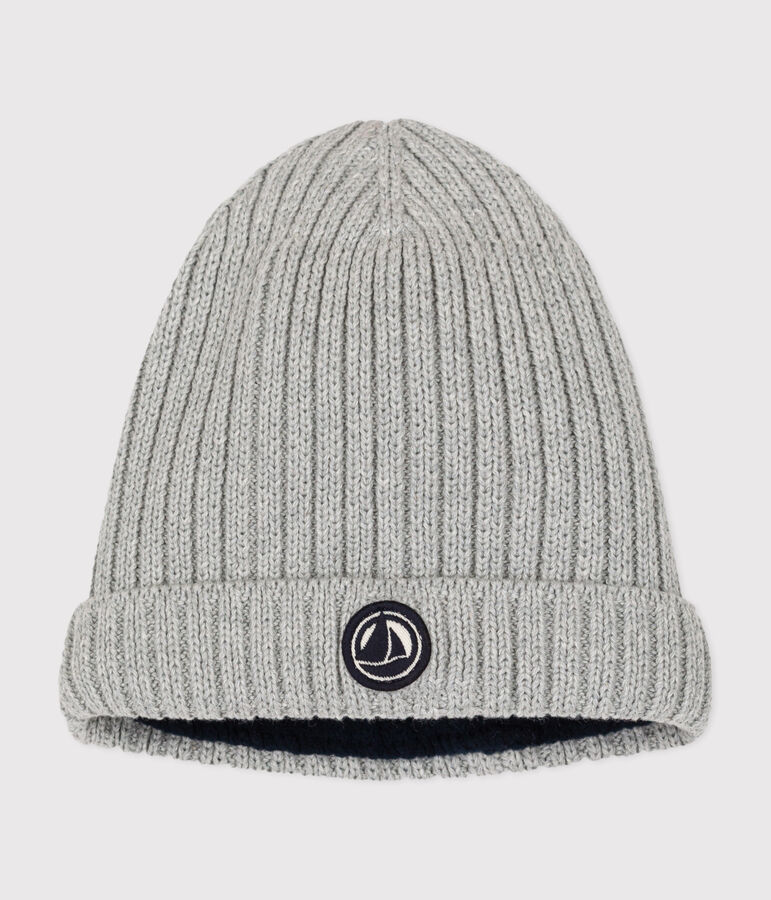 Met fleece gevoerde gebreide babymuts grijs CHATON CHINE