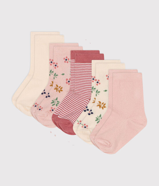 Set van 5 paar babysokken in katoen met bloemetjes variante 1