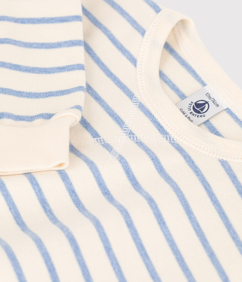 Marinegestreepte hoodie uit katoen voor baby's ecru/blauw