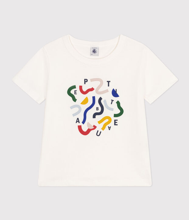 T-shirt met print van lichte jersey voor jongens wit