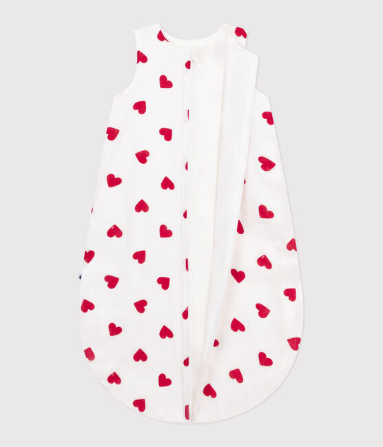 Katoenen babytrappelzak met hartjes TOG 1 wit MARSHMALLOW/rood TERKUIT
