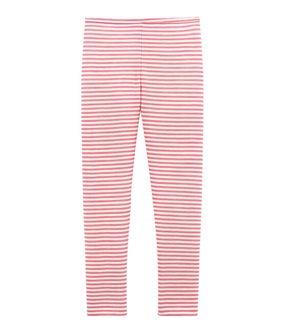 Meisjeslegging in wol/katoen roze CHEEK/wit MARSHMALLOW