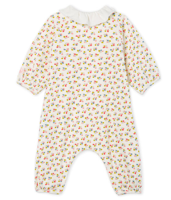 Combinaison longue bébé fille en côte blanc MARSHMALLOW/blanc MULTICO