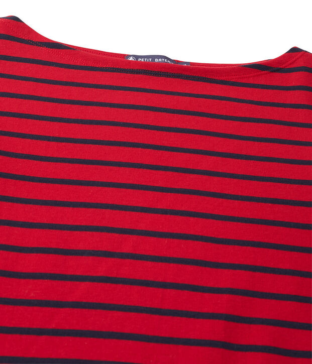 T-shirt mixte ray&eacute; rouge/bleu