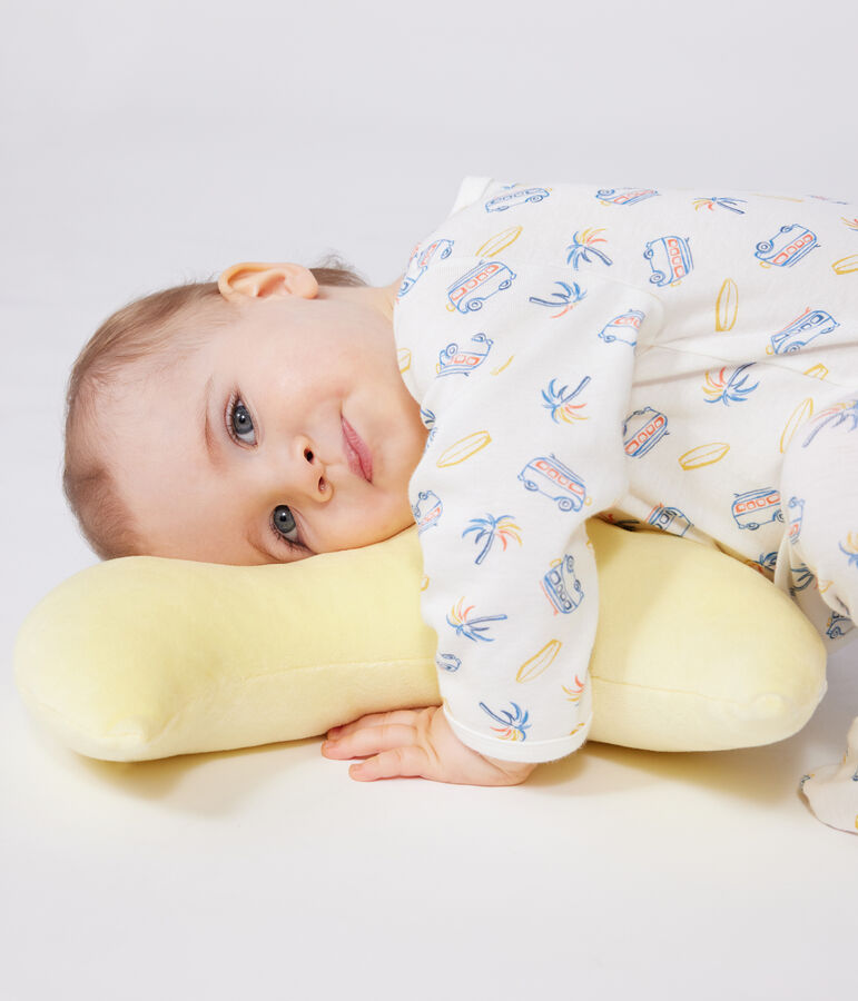 Katoenen babypyjama met busjesprint wit/multicouleur