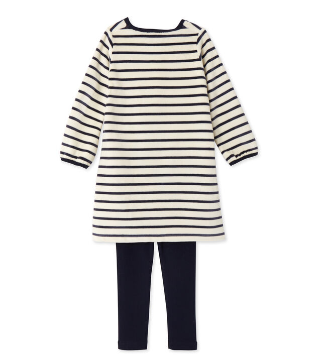 Chemise de nuit fille &agrave; bouclette velours wit/blauw