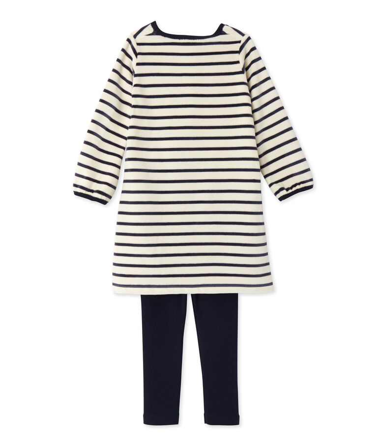 Chemise de nuit fille &agrave; bouclette velours blanc/bleu