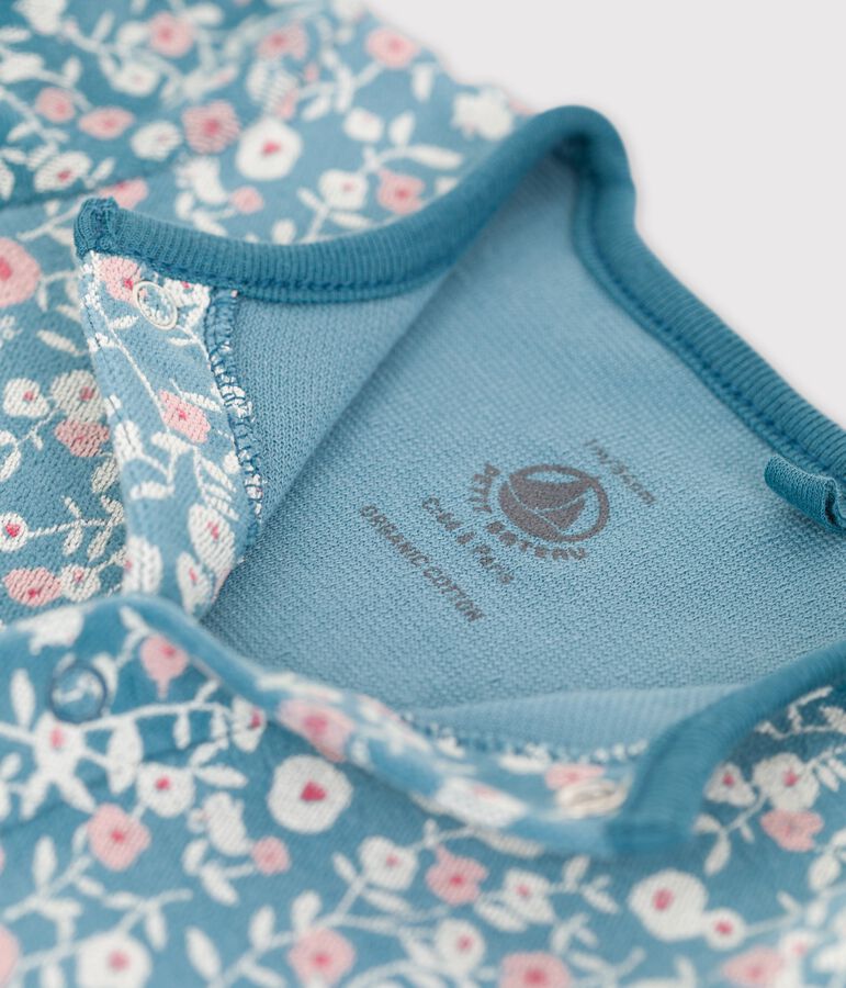 Dors-bien b&eacute;b&eacute; en velours biologique imprim&eacute; vert/blanc